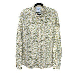 A FISH NAMED FRED Men’s Lemon Print Button Front Shirt White Yellow Green XL